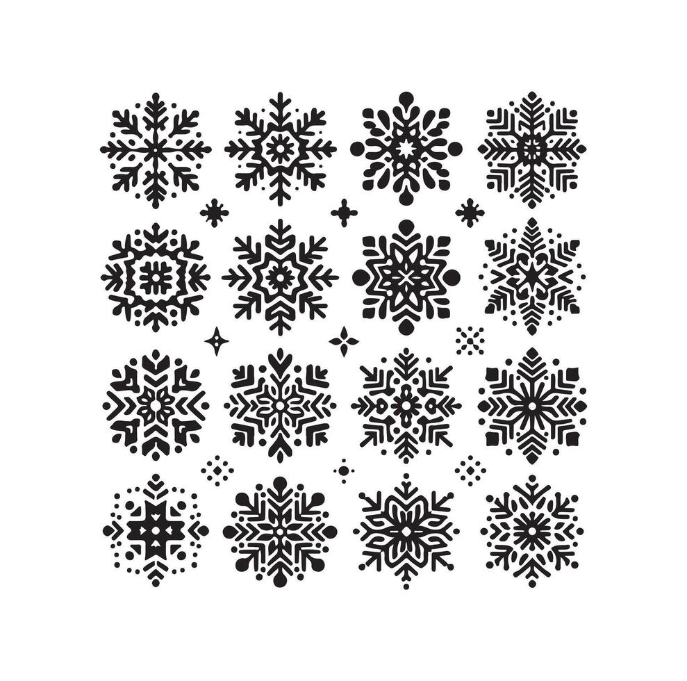 SNOWFLAKES COLLECTION ICON SILHOUETTE STYLE ELEMENT vector