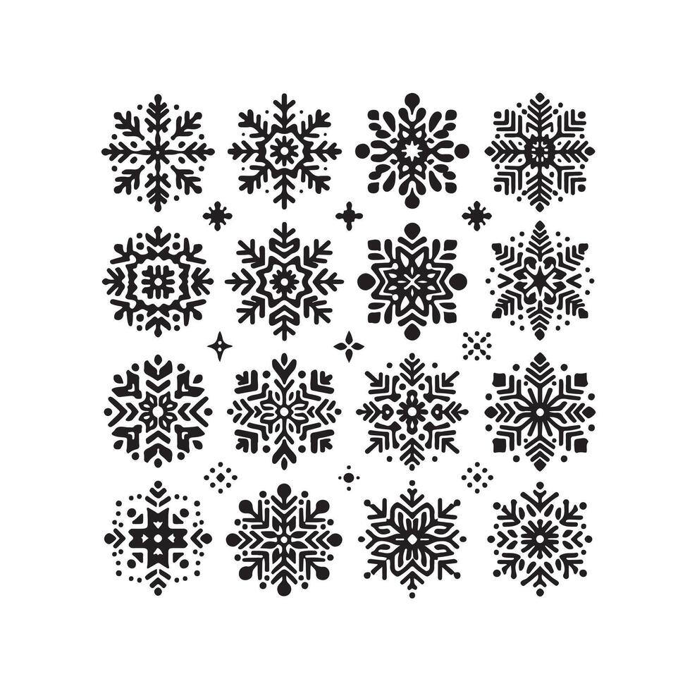 copos de nieve colección icono silueta estilo elemento vector