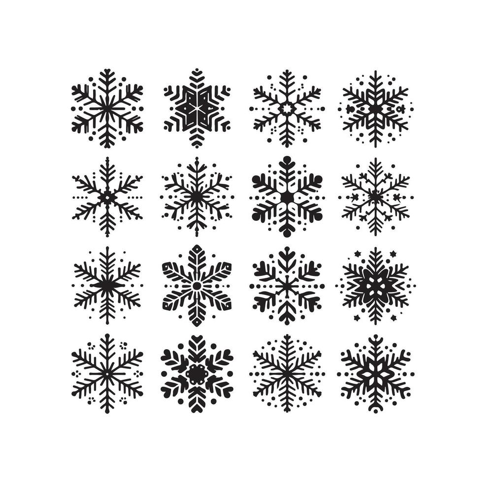 SNOWFLAKES COLLECTION ICON SILHOUETTE STYLE ELEMENT vector