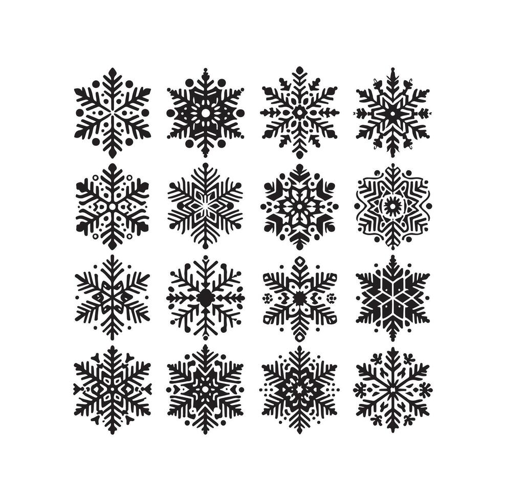 SNOWFLAKES COLLECTION ICON SILHOUETTE STYLE ELEMENT vector