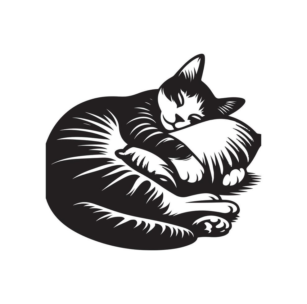 un gato dormido con almohada vector