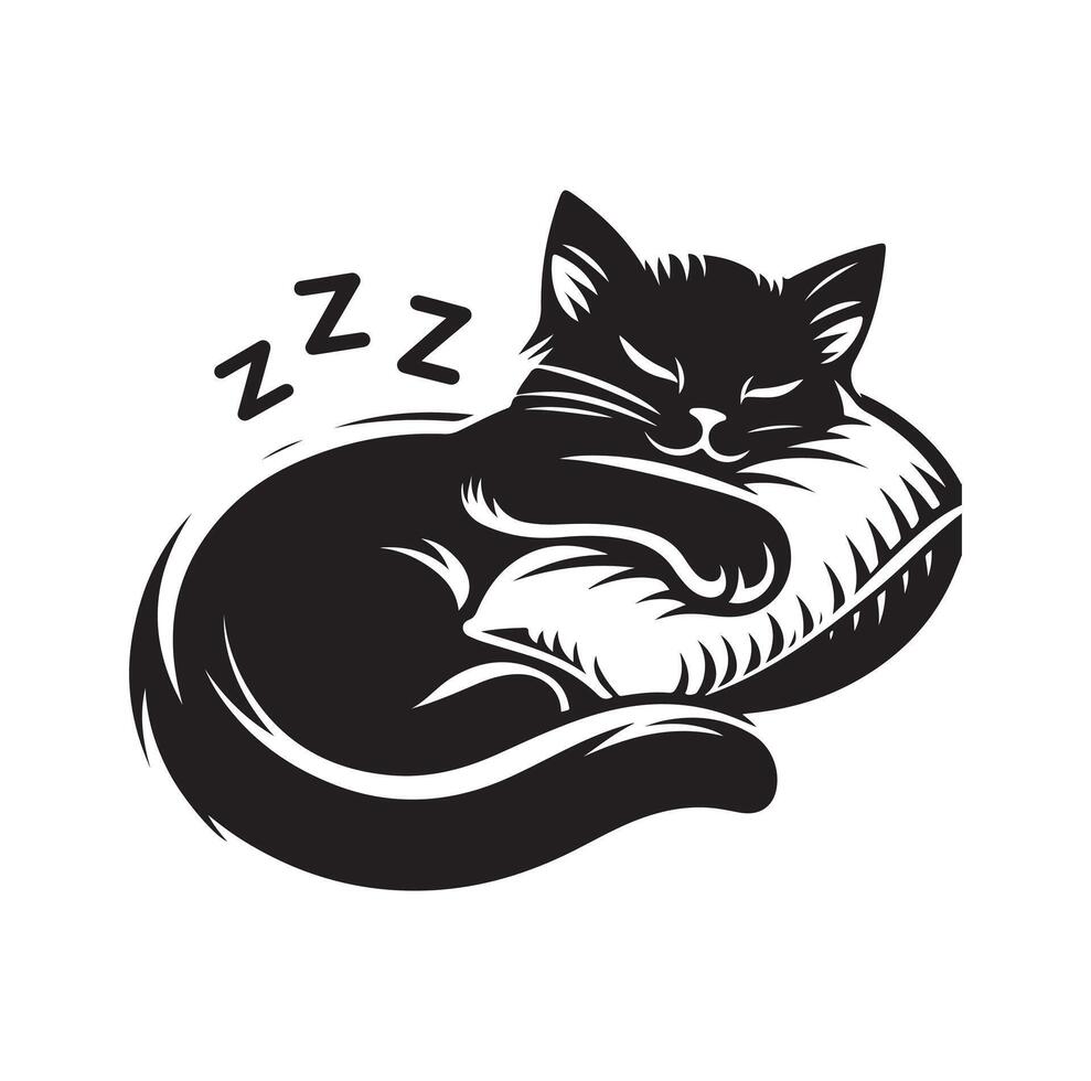 A Cat Sleeping with pillow vector