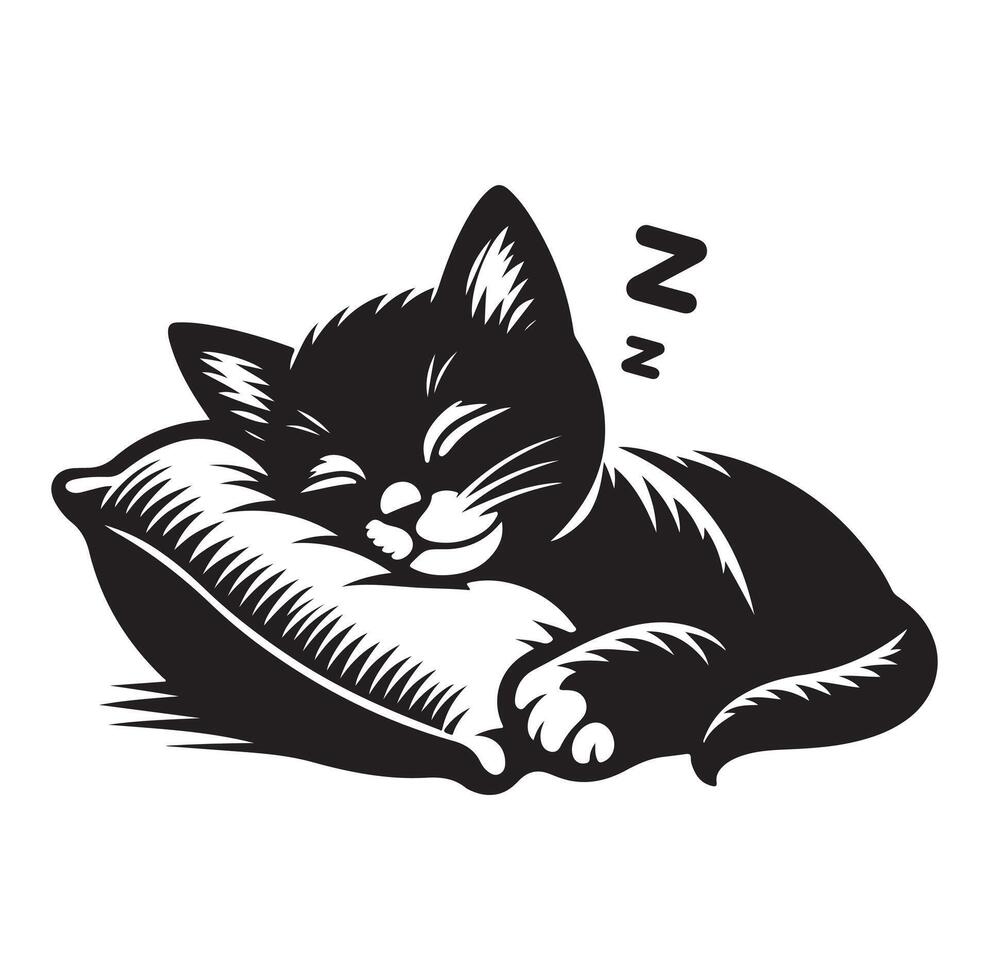 A Cat Sleeping with pillow vector