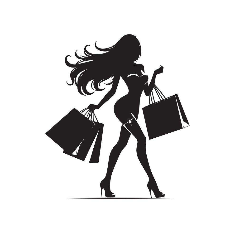 Shopping Girl silhouette illustration vector