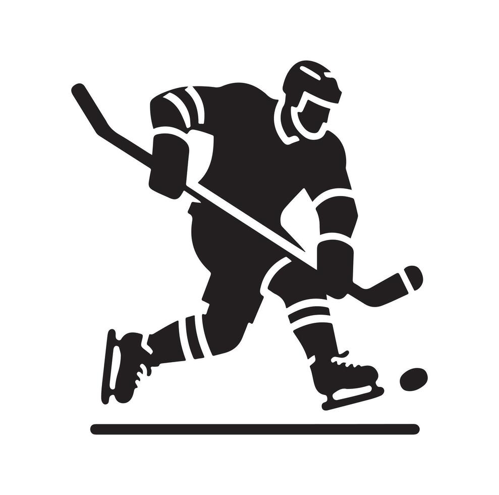 ice hockey player silhouettes icon logo illustration. vector