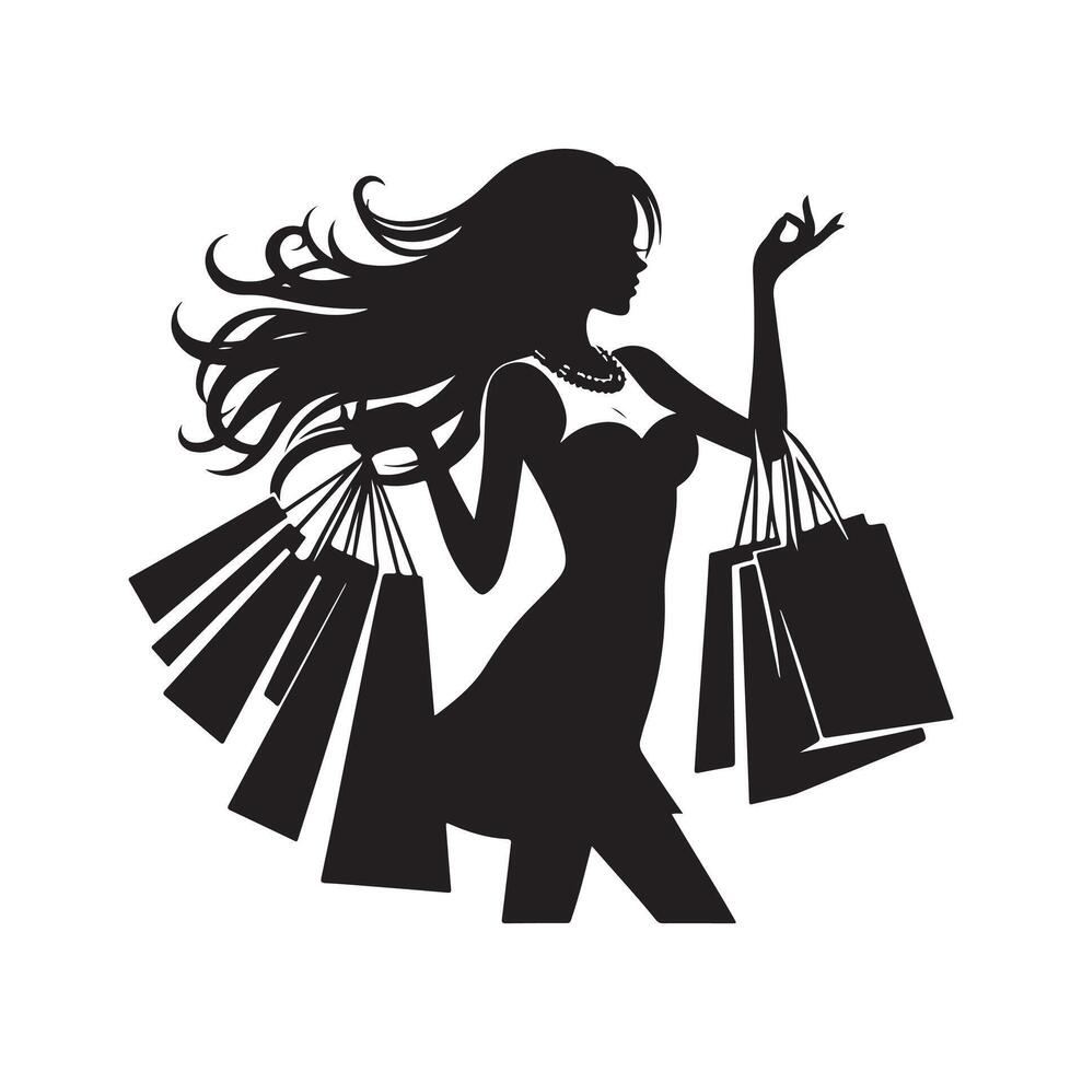 Shopping Girl silhouette illustration vector