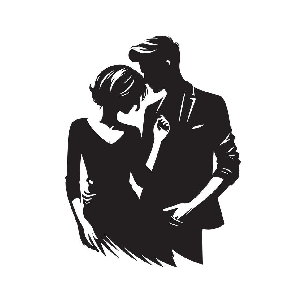 couple standing silhouettes of man and a woman vector