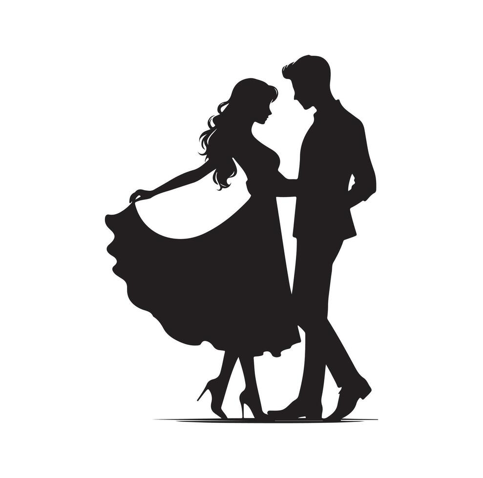 couple standing silhouettes of man and a woman vector
