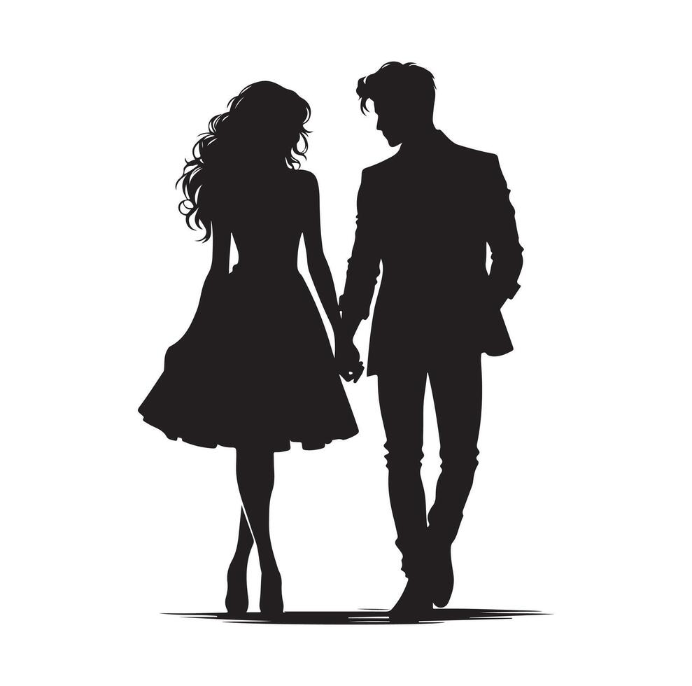 couple standing silhouettes of man and a woman vector