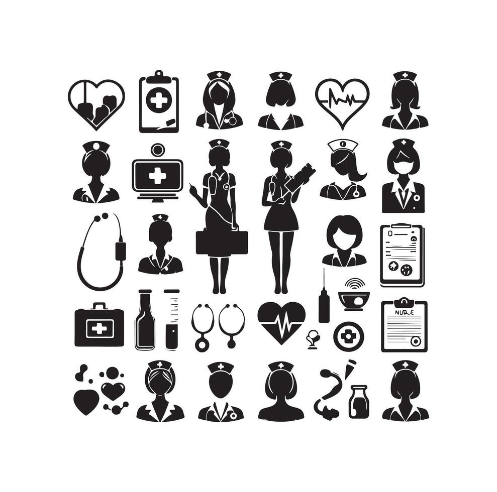 enfermero icono elemento conjunto ilustración vector