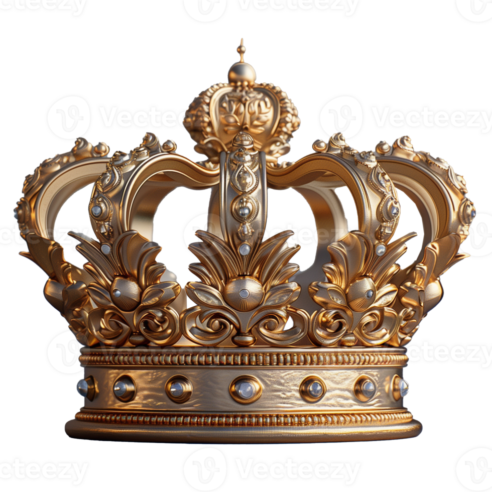 elegante dorado corona con intrincado detalles aislado png