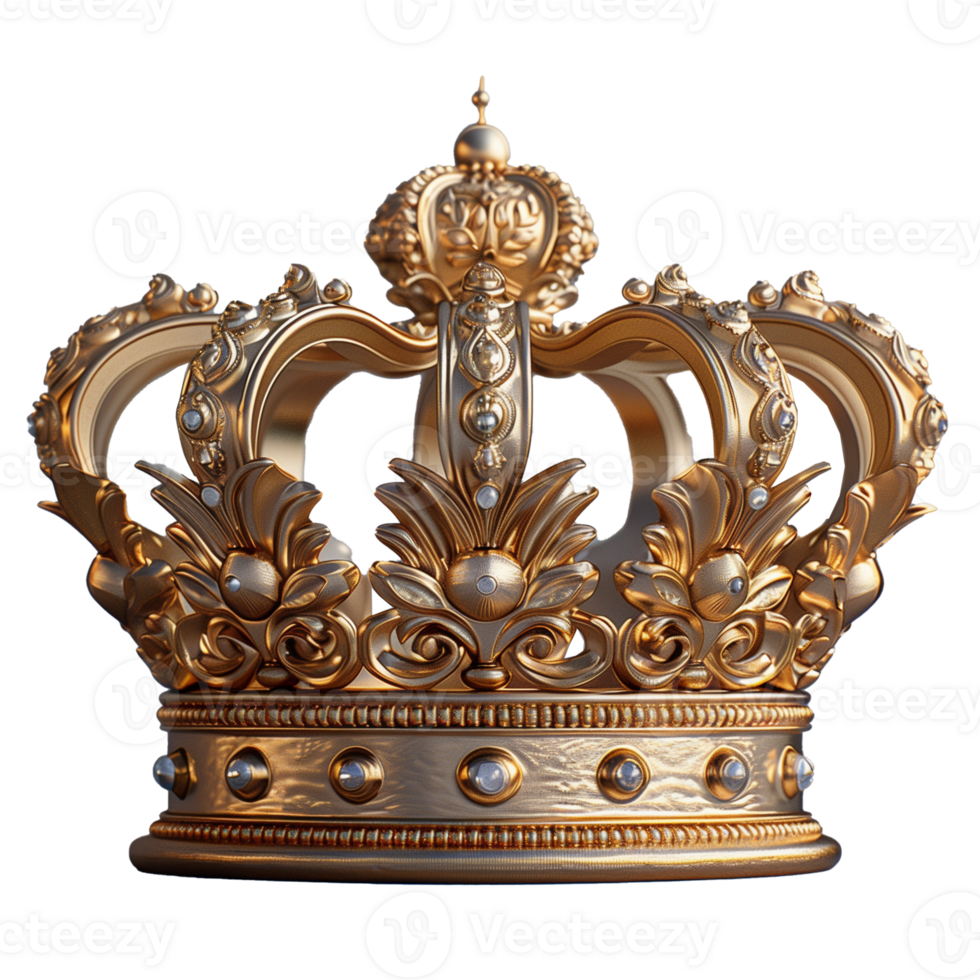 Elegant golden crown with intricate details isolated png
