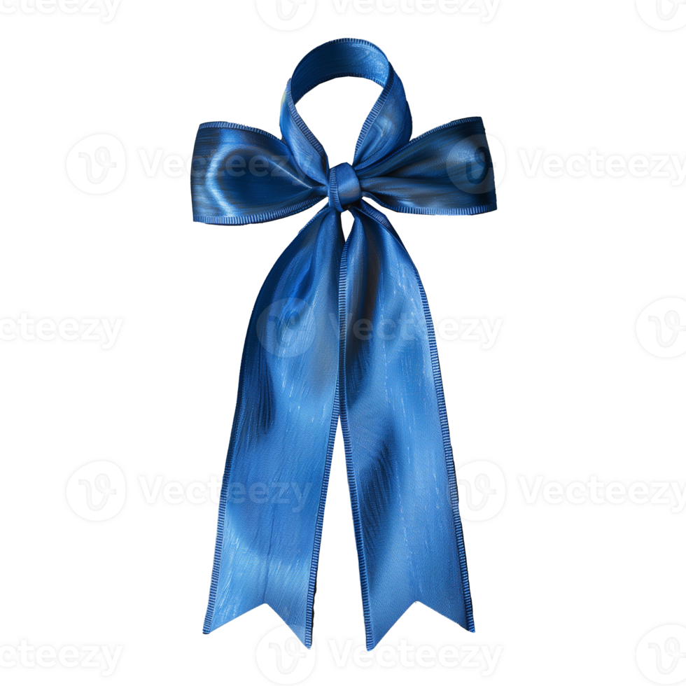 A blue ribbon with a bow is displayed on a transparent background png