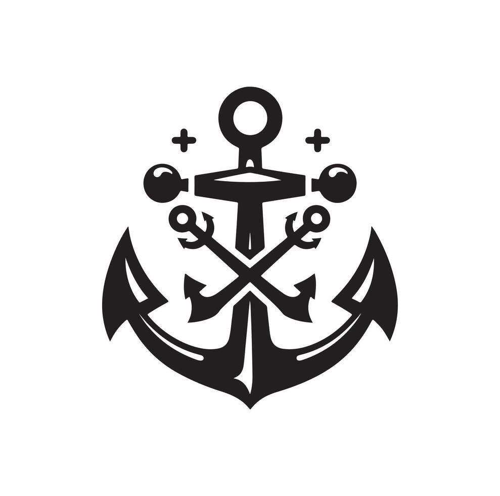 Anchor icon silhouette style vector