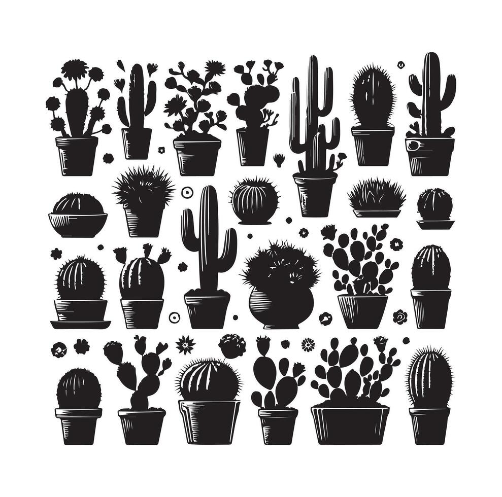 cactus set illustration vector