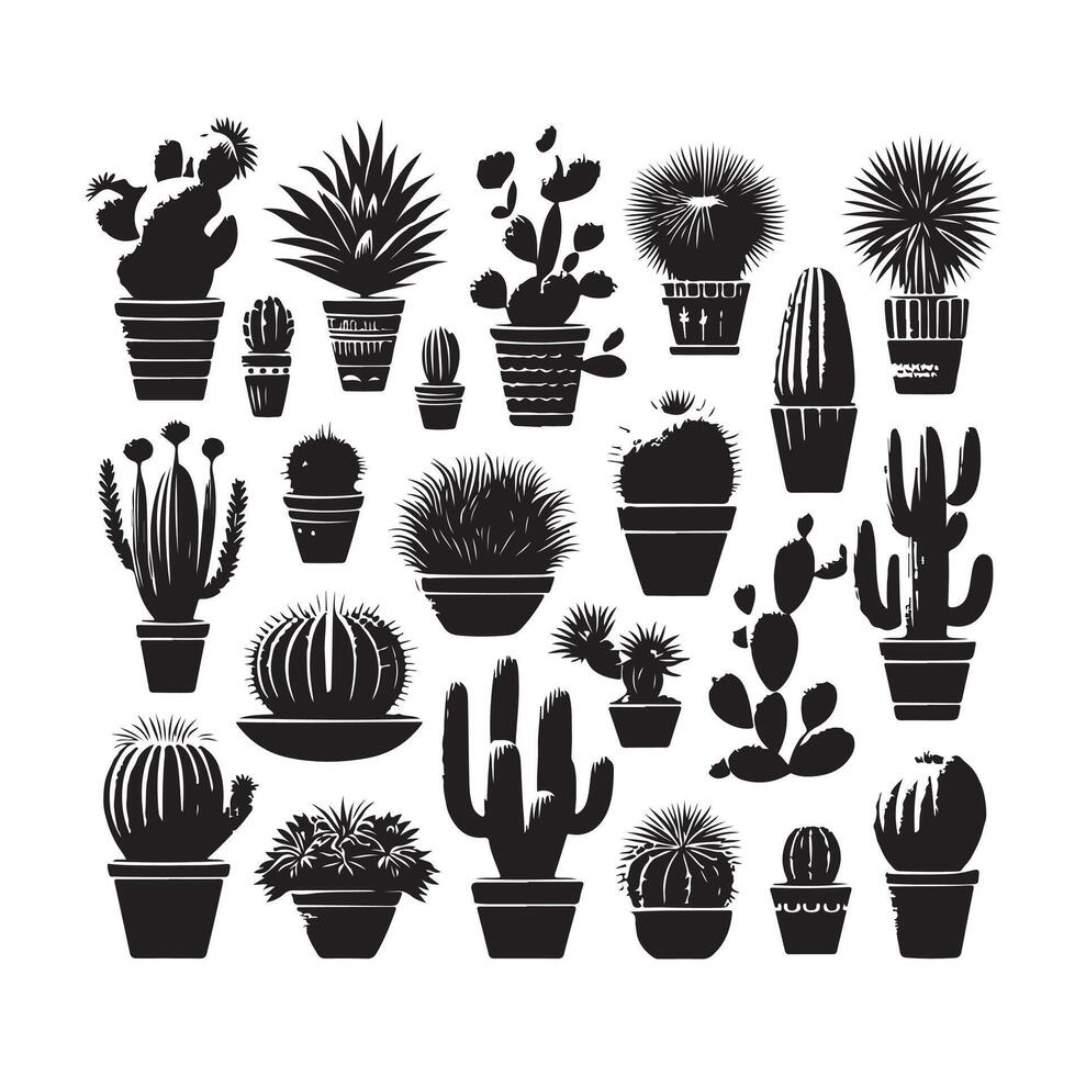 ilustración de conjunto de cactus vector