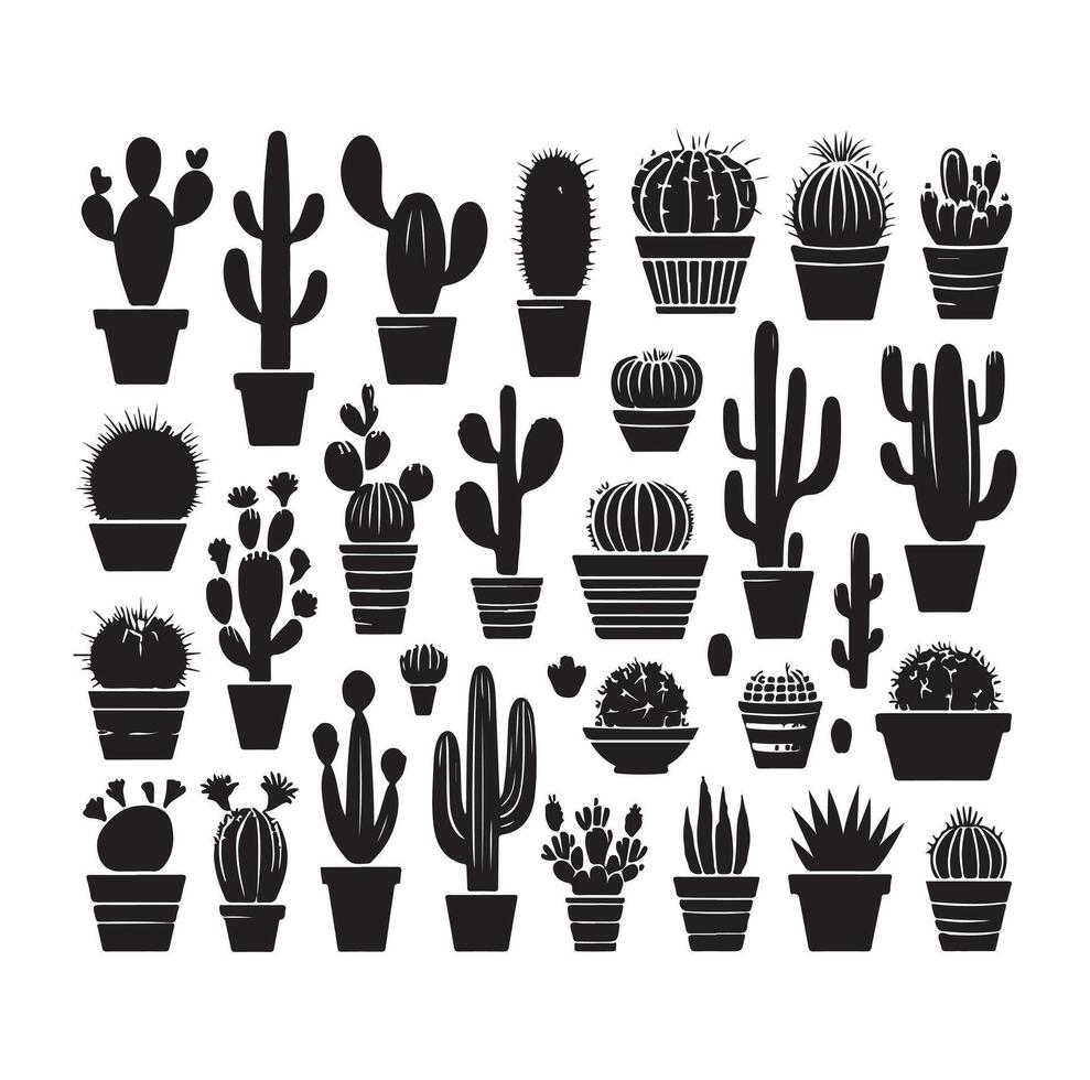 ilustración de conjunto de cactus vector