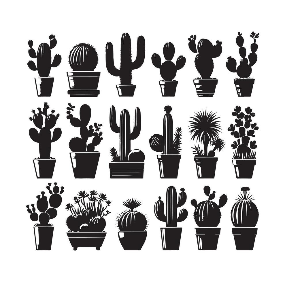 cactus set illustration vector