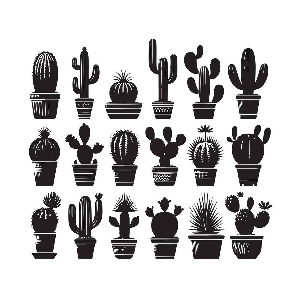 cactus set illustration vector