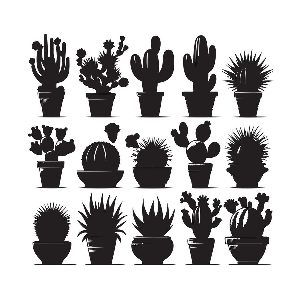 ilustración de conjunto de cactus vector