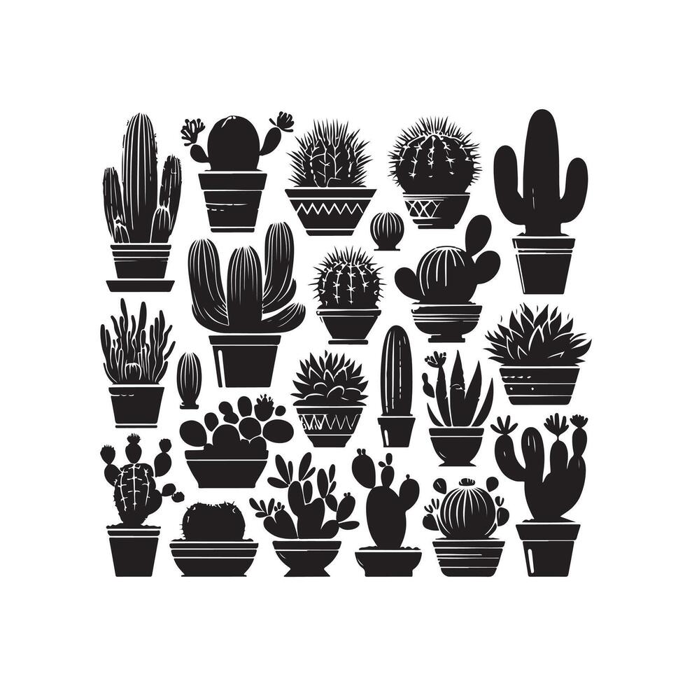 cactus set illustration vector
