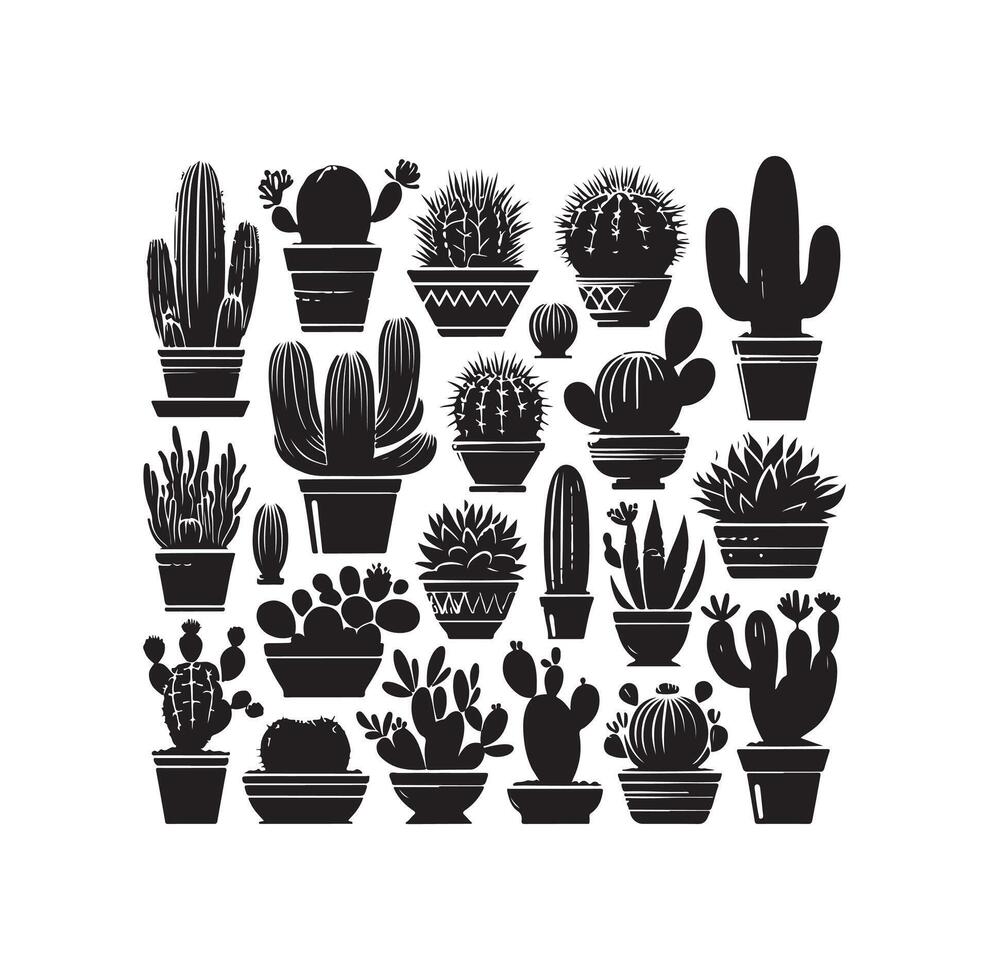 ilustración de conjunto de cactus vector