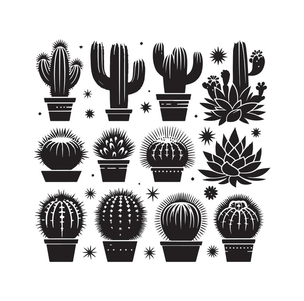 cactus set illustration vector