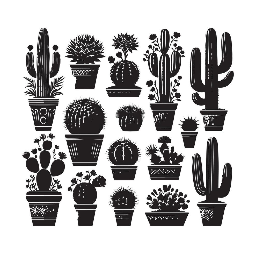 cactus set illustration vector