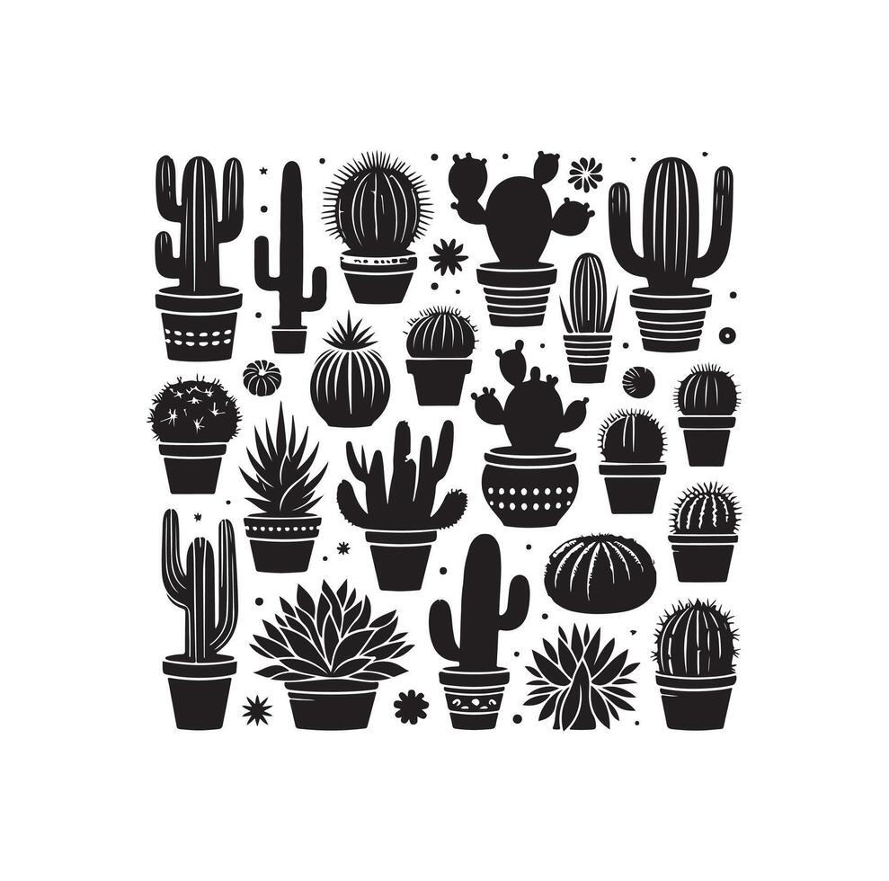 cactus set illustration vector