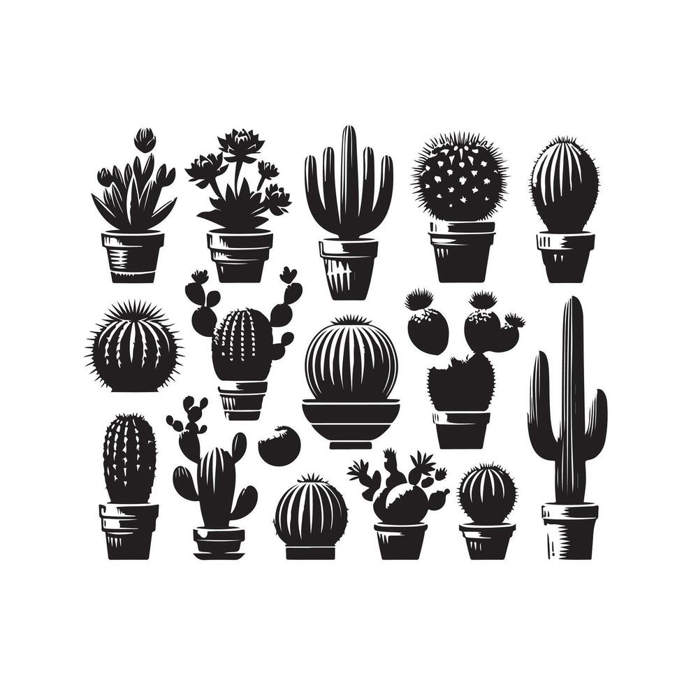 ilustración de conjunto de cactus vector
