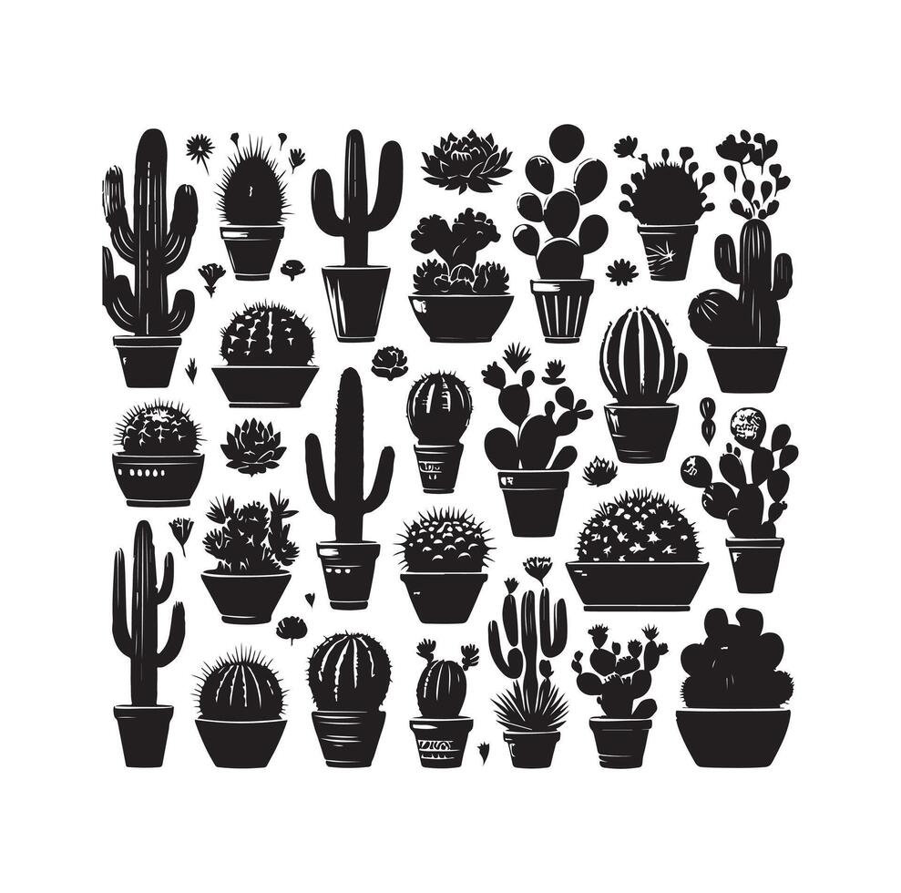 ilustración de conjunto de cactus vector