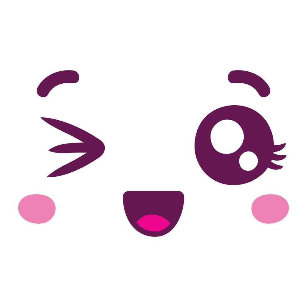 mano dibujado plano diseño kawaii cara colección vector