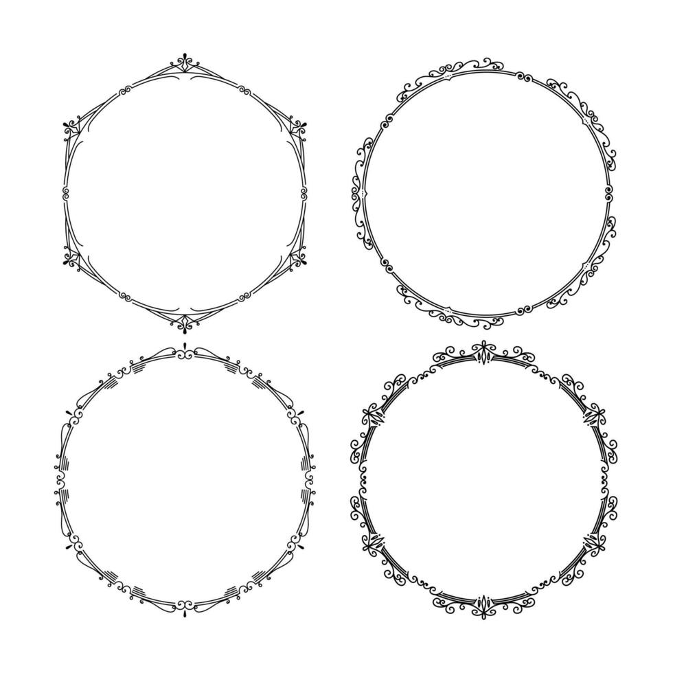 hand drawn ornamental frame collection on white background vector