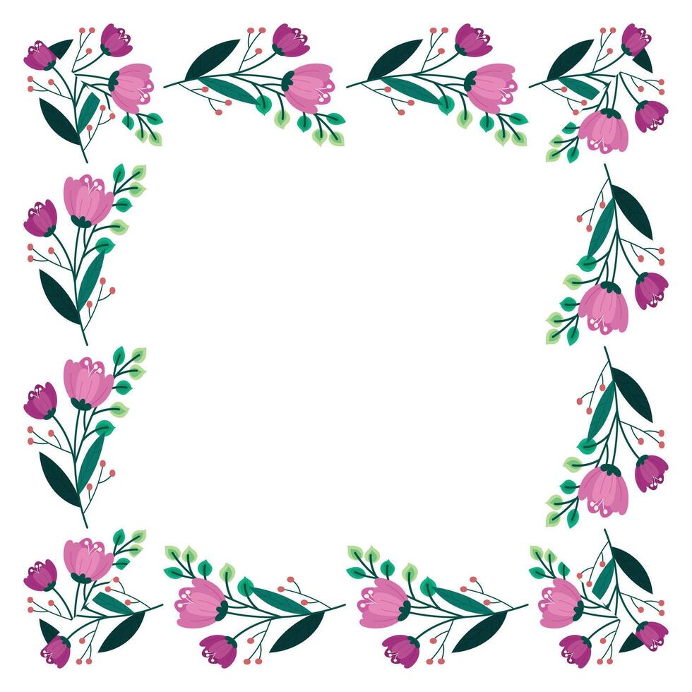 hand drawn spring floral frame concept vector
