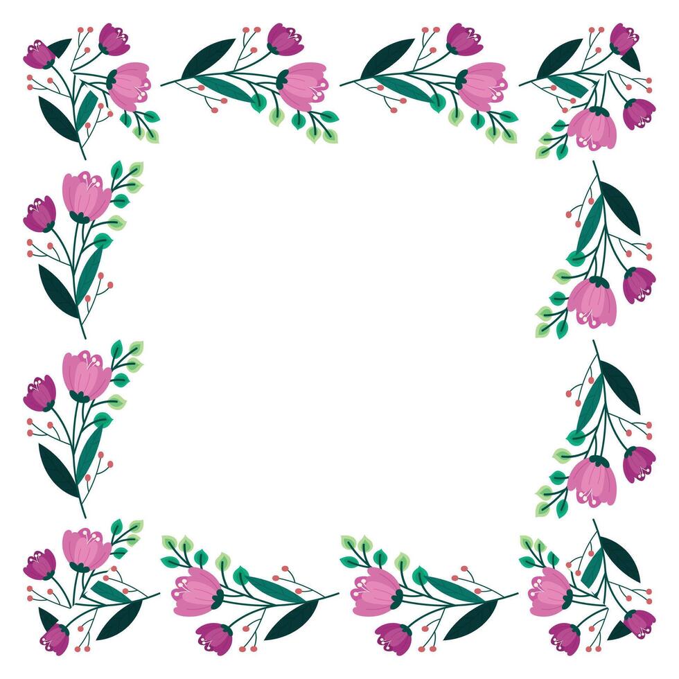 hand drawn spring floral frame concept vector