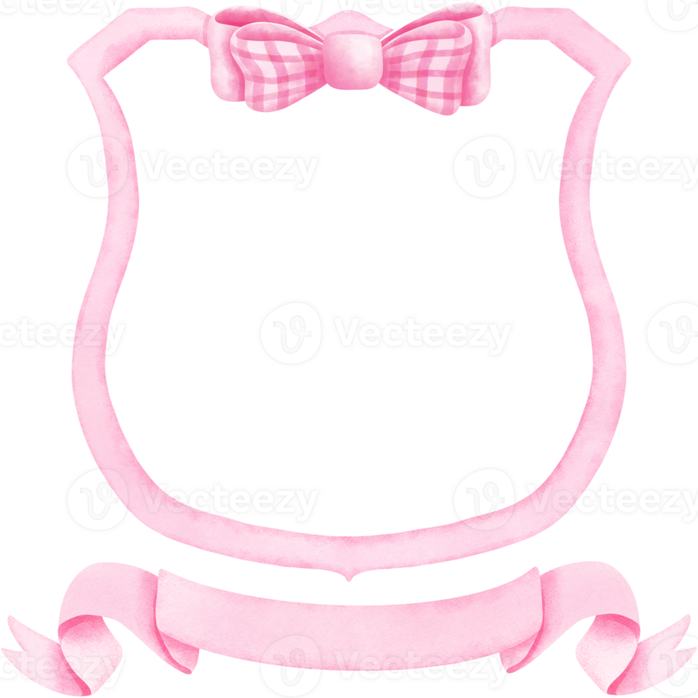 waterverf kam met roze Couette boog clip art, bruiloft Victoriaans kader en lint illustratie. png