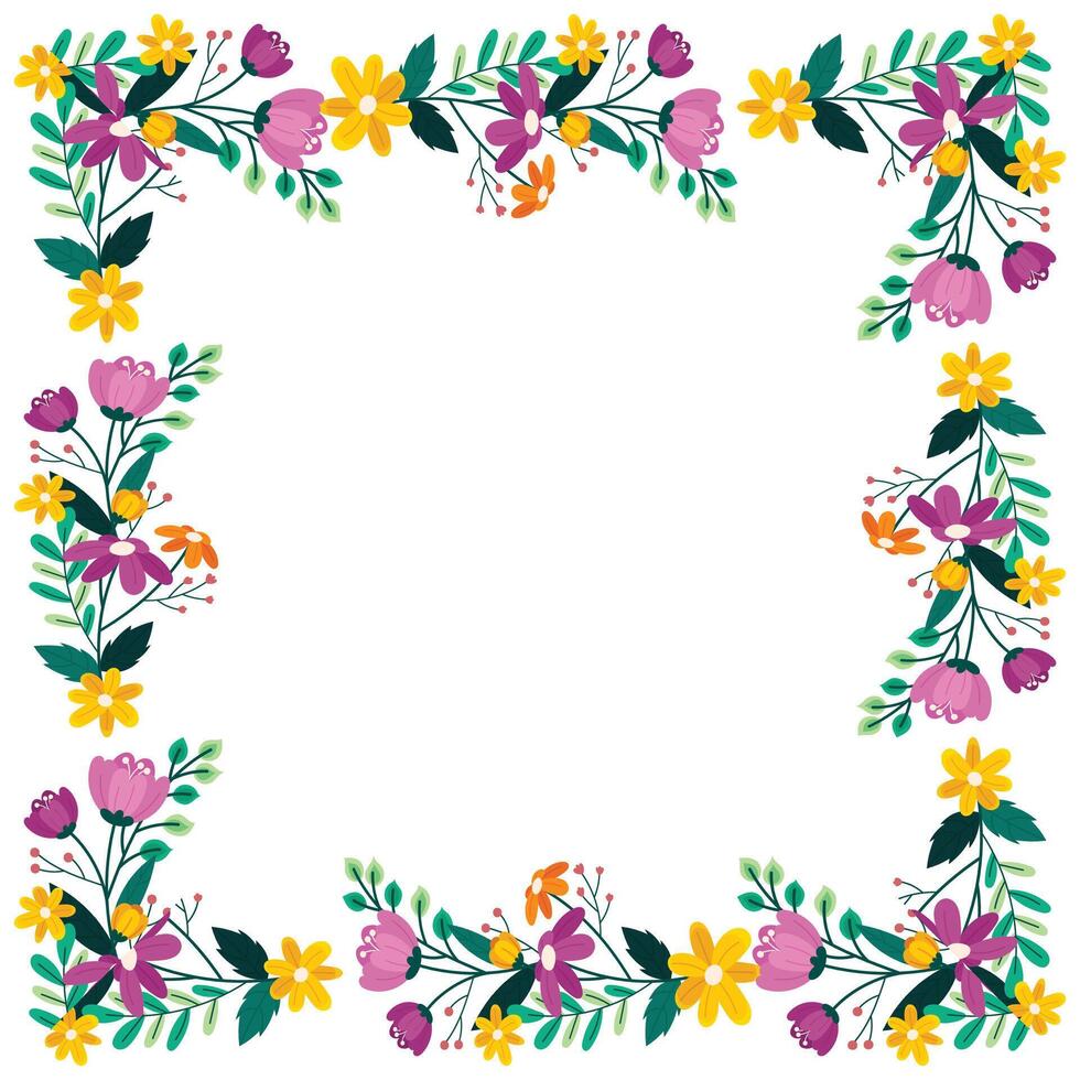 hand drawn spring floral frame concept vector