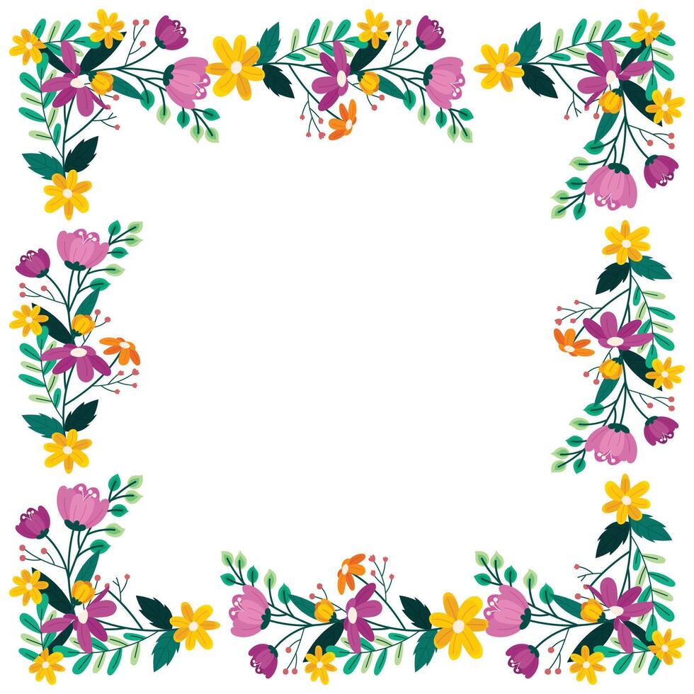 hand drawn spring floral frame concept vector