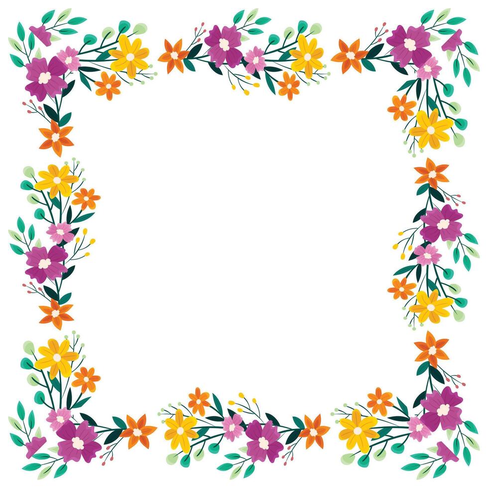 hand drawn spring floral frame concept vector