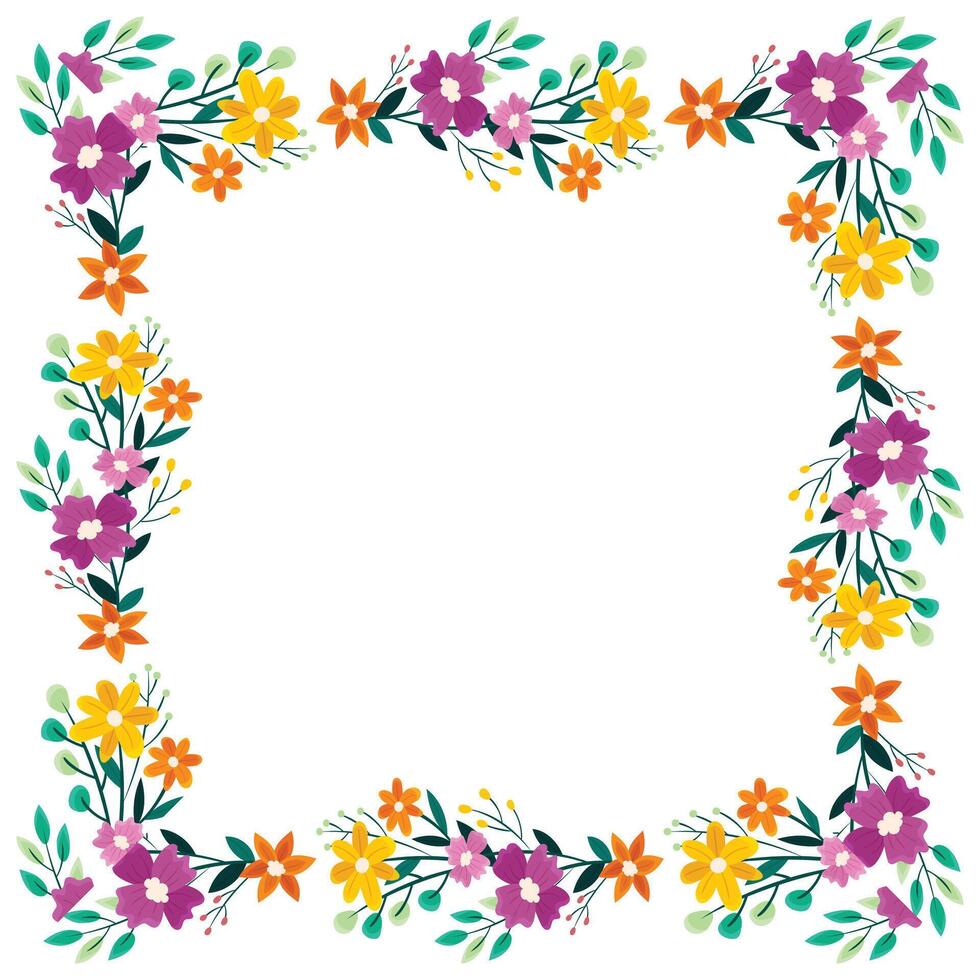 hand drawn spring floral frame concept vector