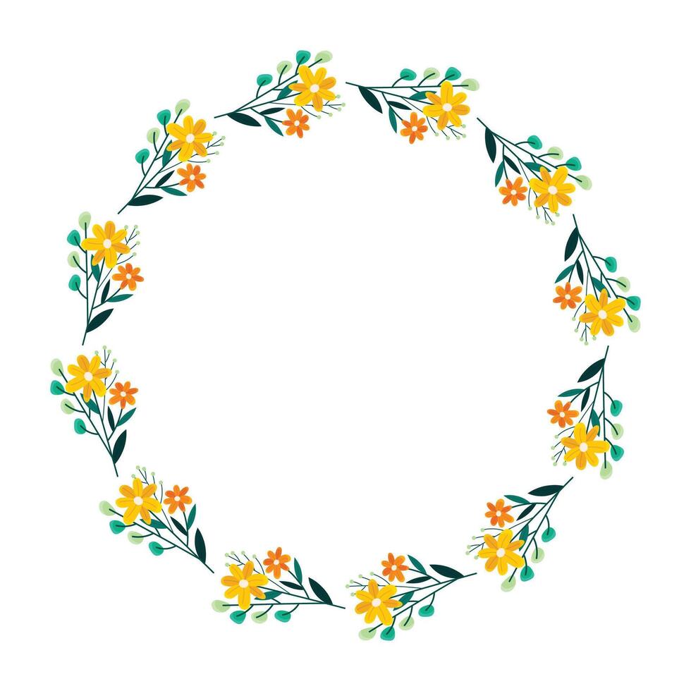 hand drawn spring floral frame concept vector