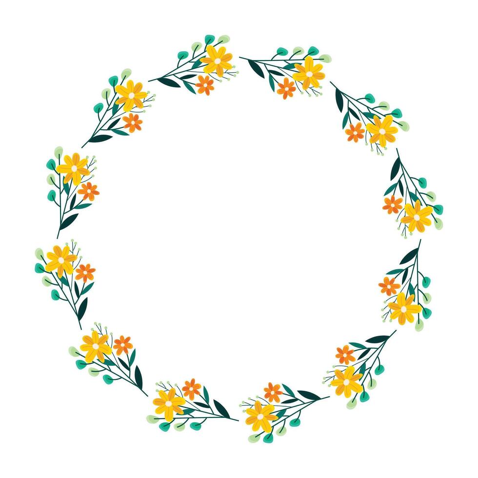 hand drawn spring floral frame concept vector