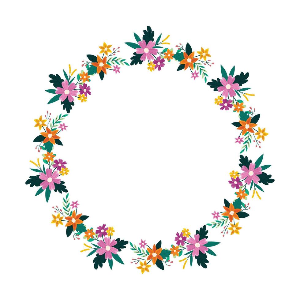 hand drawn spring floral frame concept vector