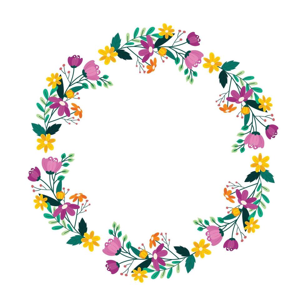hand drawn spring floral frame concept vector