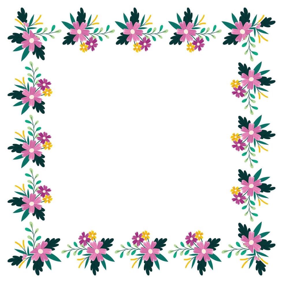 hand drawn spring floral frame concept vector
