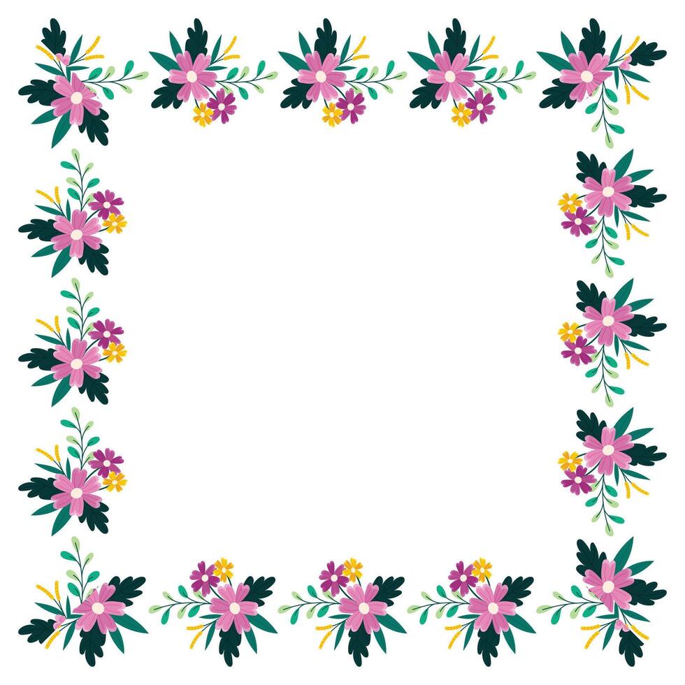 hand drawn spring floral frame concept vector