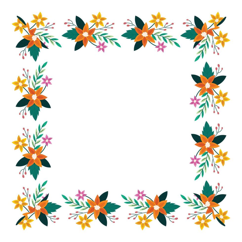 hand drawn spring floral frame concept vector