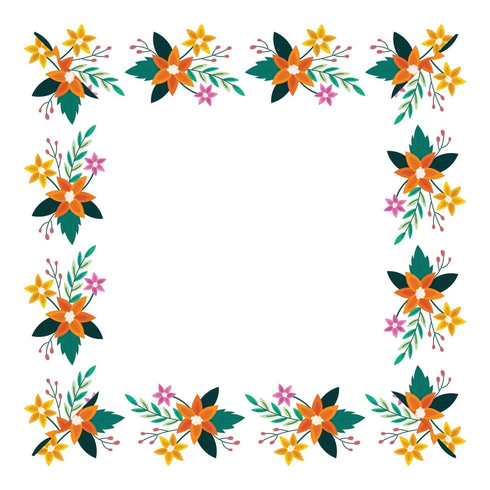 hand drawn spring floral frame concept vector