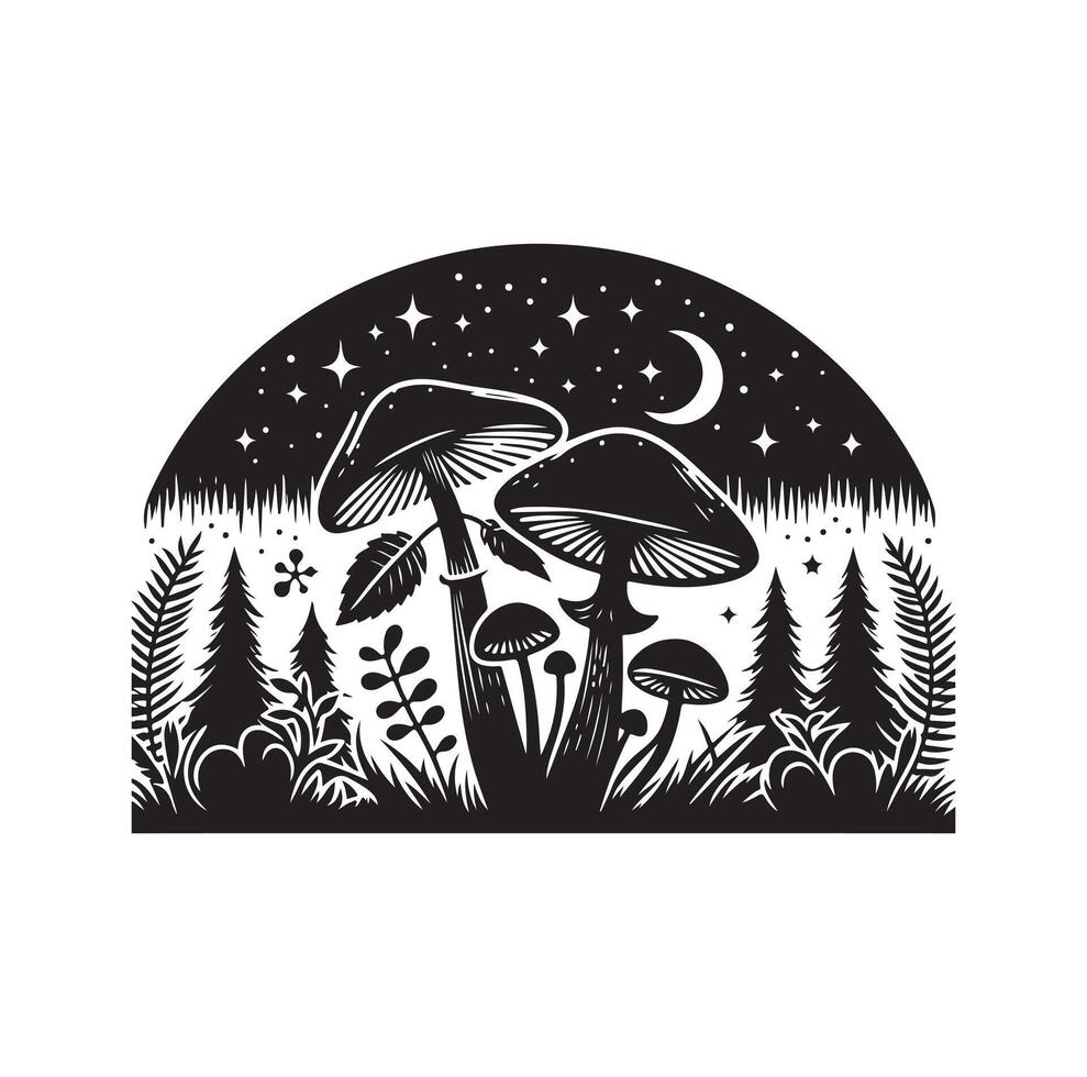 Mushroom icon illustration silhouette style vector