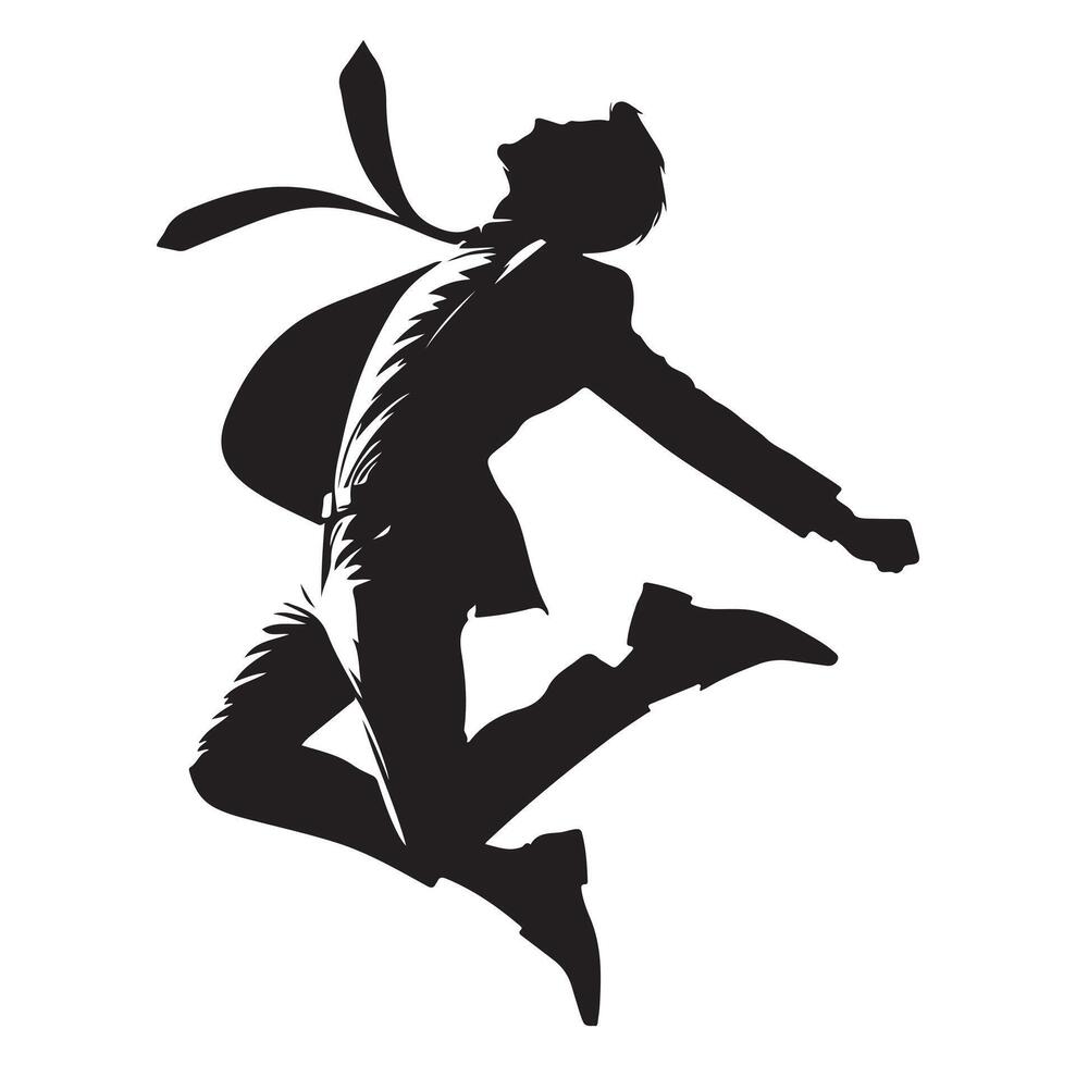 BUSINESS MAN JUMPING POSE SILHOUETTE STYLE. Business people run vector